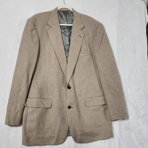 Bullock & Jones Blazer Mens 44 Long Beige 100% Cashmere Sport Coat Union USA
